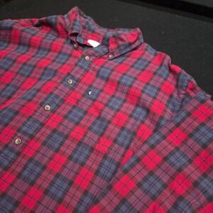 Brooks Brothers 346 Mens XL Flannel Shirt Red Navy Blue Plaid Cotton Button Down